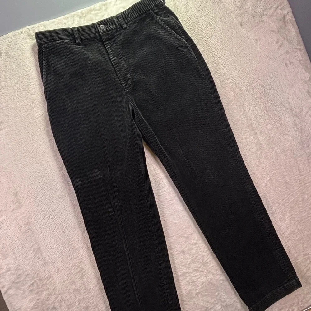 Vtg Polo Ralph Lauren Mens Pants 34/32 Black Corduroy Straight Leg 90s Hong Kong